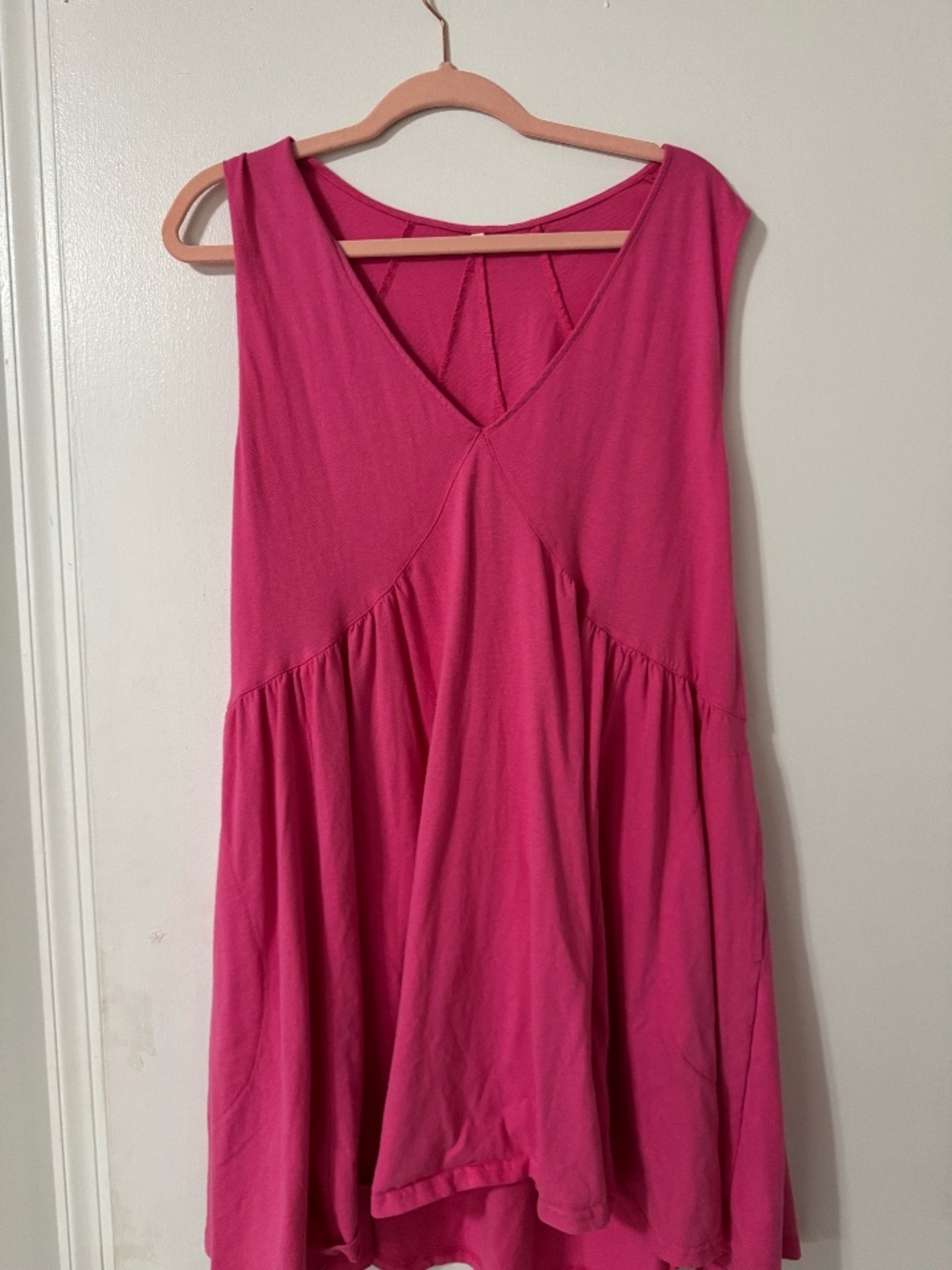 Pink Athlisan Womens Summer Sleeveless Mini Dress Casual Loose V Neck Sundress